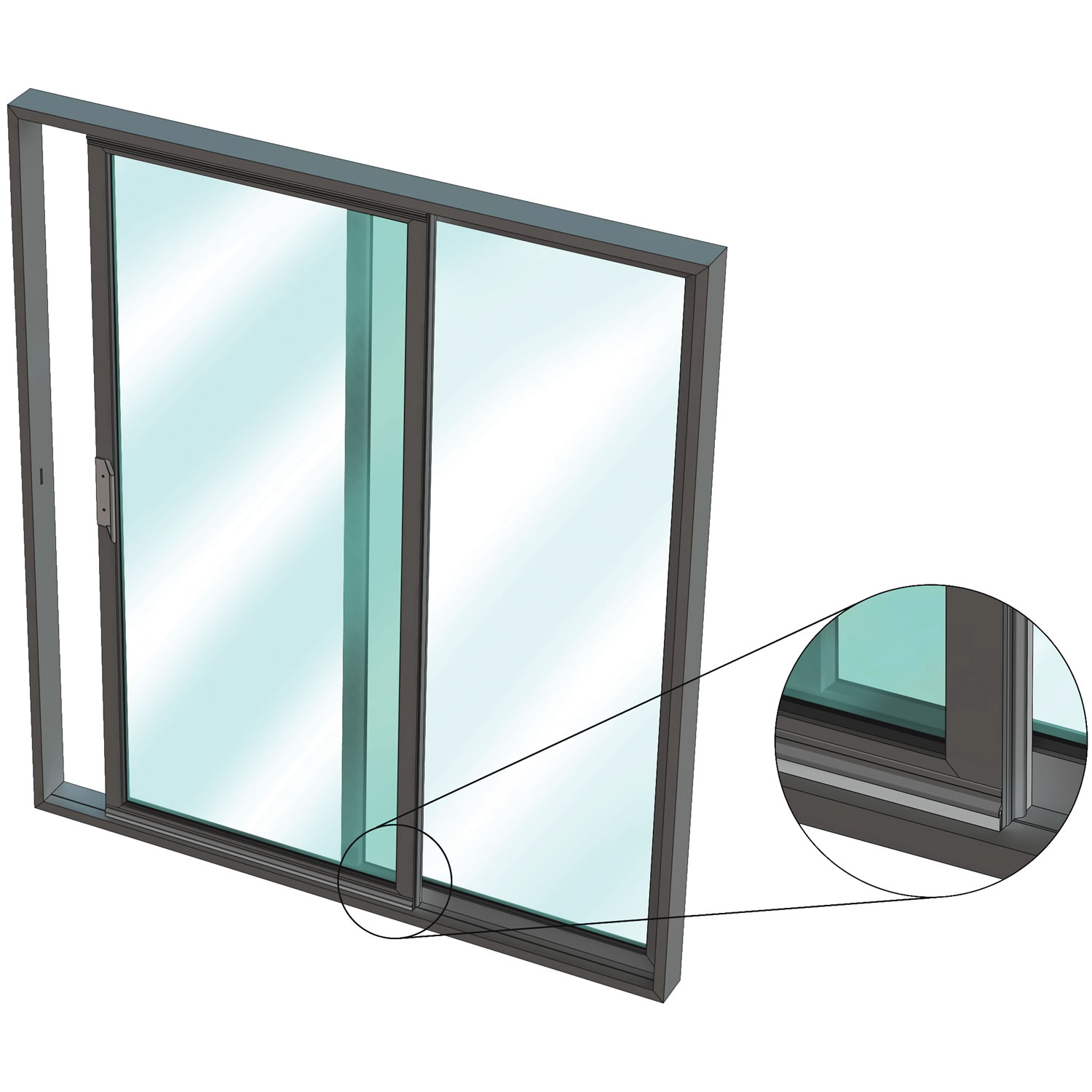 Kilargo Aluminium sliding door in an aluminium frame