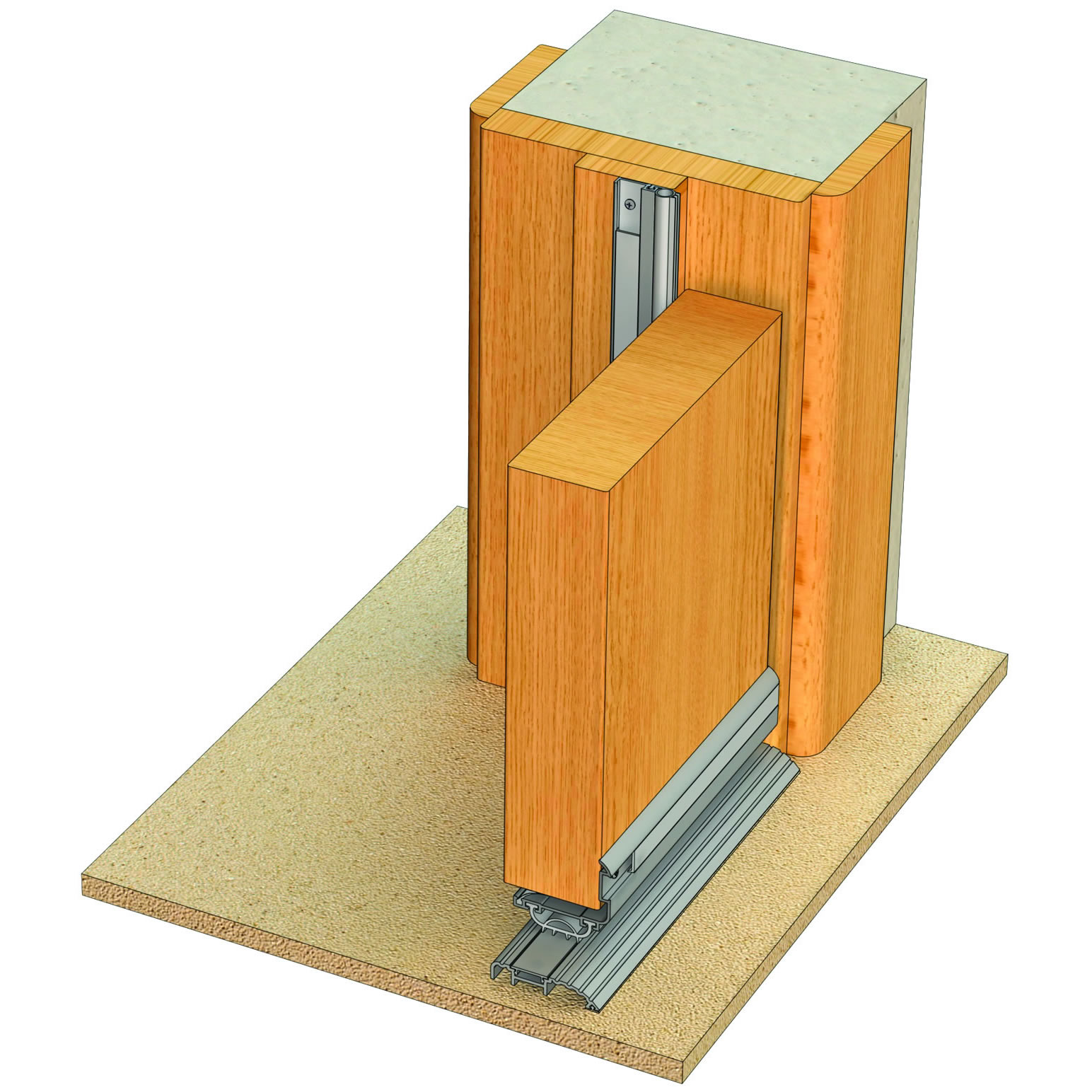 Kilargo system for Non-rated, Double Leaf, Solid Core Door in Timber Frame.