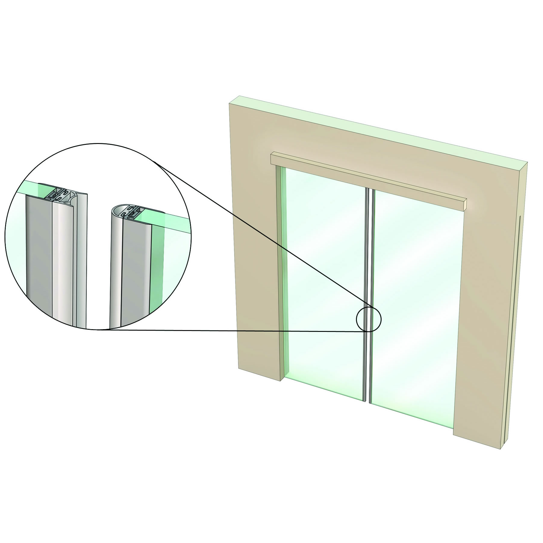 Kilargo IS7300si system for Double Leaf, Frameless Glass Pivot Doors